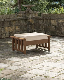 Martha Stewart by POLYWOOD® Acadia Deep Seating Ottoman in Black/Dune Burlap