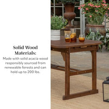 Walker Edison Maui Modern Solid Acacia Wood Slatted Patio Dining Table, 78 Inch, Dark Brown