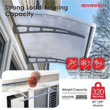 ADVANING 79"x35" Polycarbonate Awning, PA Series, Premium Quality UV Protection Crystal Clear Polycarb with Aluminum Brackets - DA7935-PSS1A