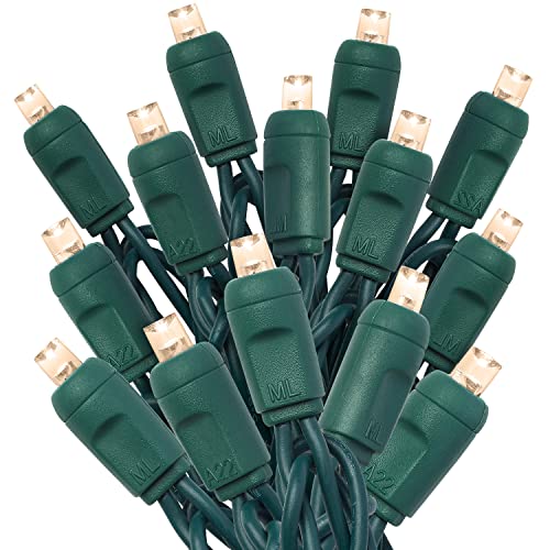 HLO Lighting 5mm Sun Warm White LED Christmas Lights | Wide Angle LED Mini Christmas Lights for Indoor and Outdoor Use | 70 Bulbs, Case of 24 Strands