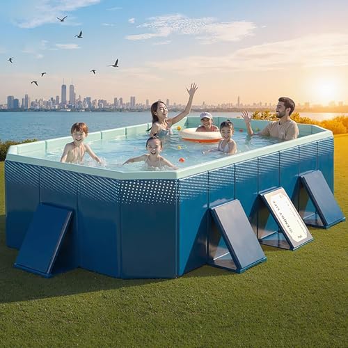 Non-Inflatable Swimming Pool Foldable Pool for Kids/Adult/Dog with Sturdy Support Includes Patches for Outdoor, Garden, Backyard, Lawn, Summer(4m/13ft)