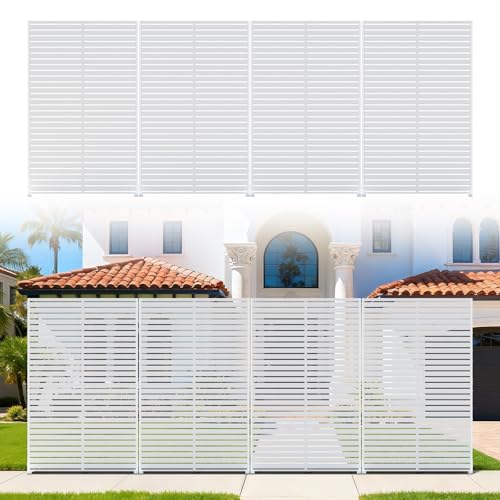 Privacy Screen Outdoor Freestanding Fence Panel with 6 Panel, 72" H×47" W HDPE Decorative Screen Panel with Stand, Air Conditioner Fence, Privacy Panels for Patio, Balcony, Garden, Backyard