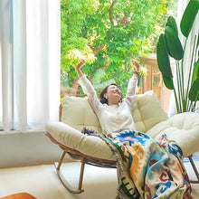 Apk i bc Double Casual Sofa Chair, Modern Outdoor Rocking Chair, Hand-Woven, Safe and Sturdy, Suitable for Garden, Load Capacity 300KG(Yellow,152 * 98 * 72)