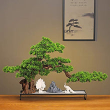 YXIANG56Q Fake Plants Chinese Simulation Welcome Pine Green Plant Bonsai Ornaments Hotel Living Room Office Desktop Creative Decoration Home Furnishing Gifts Bonsai Tree(C)