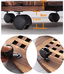 SDVantage Wooden Planter Caddy Plant Pot Caddy Round Garden Plant Pot Trolley Stand Mover with 360° Rotating Casters for Indoor Outdoor Home Garden