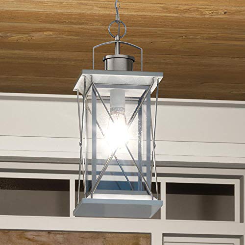 Urban Ambiance Luxury Colonial Outdoor Pendant Light, Large Size: 21" H x 9" W, with Tudor Style Elements, Stainless Steel Finish, UHP1221, Longmont Collection