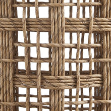 Armen Living Driftbay Natural Rattan Round Outdoor Side Table with Sintered Stone Table Top