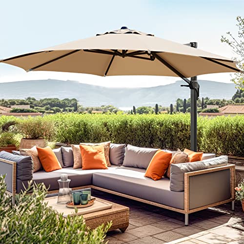 wikiwiki 11 FT Cantilever Patio Umbrella Tan