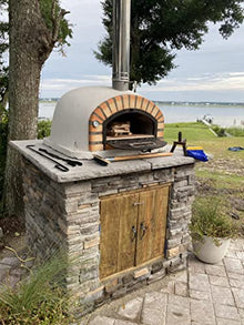 Authentic Pizza Ovens Pizzaioli Traditional Brick Premium Wood-Fired Pizza Oven, Handmade in Portugal, Triple-Insulated, Drop-Down Door, Viewing Window, Thermometer & Baking Dish Included