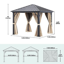 YITAHOME 10x10ft Hardtop Gazebo with Nettings and Curtains, Heavy Duty Galvanized Steel, Brown