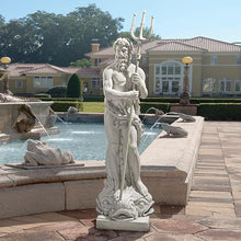 Design Toscano NG32474 Poseidon Man of the Sea Greek Mythology Indoor/Outdoor Garden Statue, 17 inches wide, 59 inches tall, Handcast Polyresin, Antique Stone Finish