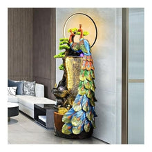 Outdoor Water Fountain Peacock Entrance Ornament, Large Fountain for Living Room, Resin Indoor with LED Lights, Suitable for, Balcony, Courtyard(Large)