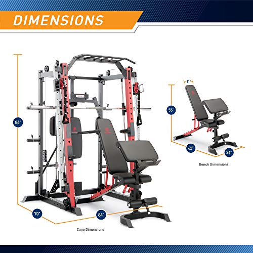 MARCY Smith Machine Cage System Home Gym Multifunction Rack SM-4033 Red