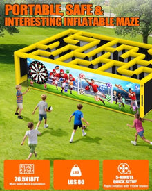 WZIIOT 26.5X18X6.5FT Inflatable Maze with 1100W Air Blower & Entertainment Kits