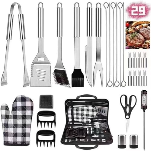 OEKFVCHVZ Barbecue Tool Set Cloth Bag of 29 Pieces