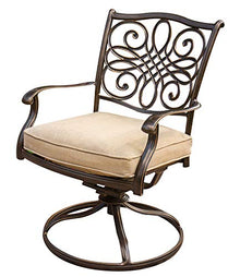 CAMBRIDGE Seasons 5-Piece Outdoor Dining Set with 4 Cushioned Swivel Rockers and 48" Round Table Tan