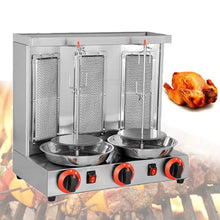 LwiftGal Gas Rotating Vertical Rotisserie Grill, 360° Rotating Doner Kebab Grill Machine, with Burners, Gas Fuel Rotisserie Equipment, for Restaurant Home Kitchen Use,Silver-L