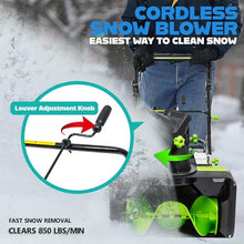 Electric Snow Shovel, 20” Corded Snow Blower, 20 X 10 Inch Clearing Path and 25 Feet Throwing Distance, with Led Headlights, Fast Charger, Small Snow Removal Equipment 4 Batteries