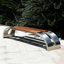 VHDY85KA Park Zigzag Stainless Steel Wooden Seat Plate Outdoor Bench Patio Entryway(Large)
