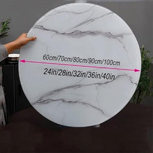 YAQXYH Round Tempered Glass Table Top, 24inch 28inch 32inch 36inch 40inch Tempered Glass Table Tops With Marbling Heavy Duty Countertop For Dining Table(White stripes,100cm/40inch)