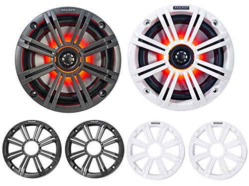 KICKER Dual 43KM654LCW 6.5" 780W Marine Wakeboard Tower Speakers with LEDs White