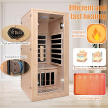Homsido Infrared Home Sauna Room 1 Person Hemlock Wooden Indoor Dry Sauna，Low EMF 1200W/110V Heaters Panels,LCD Control Panel,10 Minutes Pre-Warm up,Time and Temp Pre-Set,1-Year Aftersale