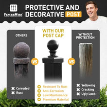 Fencer Wire Heavy Duty 8FT Outdoor Patio Steel Fencing Border Post, 16 Gauge Anti-Rust Metal Fence Post, 2” Diameter Decorative Garden Fence Post, Pack of 10
