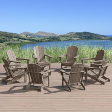 WestinTrends Malibu Malibu Outdoor Folding Poly Adirondack Chair (Set of 8), Weathered Wood