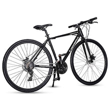 5Seconds Hybrid Bicycle Paramount 100 Mountain Bike for Men Women 21-Speed Lightweight Aluminum Alloy Frame Adult Bike with Trigger Shifters and Mechanical Disc Brakes Black