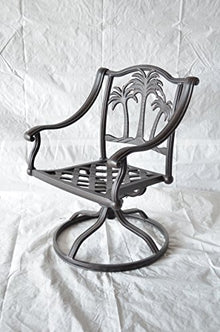 Patio Land Palm Tree Outdoor Patio Swivel Rocker Dining Chairs Dark Bronze