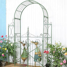 OREKPOT Decorative Garden Arbor, Metal Pergola Arbor with Gate, Wedding Arch for Party Ceremony Climbing Plant Lawn Patio Birthday Bridal Party，180cm/70.9in