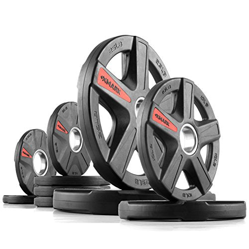 XMark Texas Star Olympic Barbell 95 lb Set Weight Plates with The Crowbar 7' Olympic Bar 15) BAR and 95 lb Set
