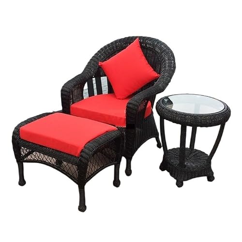 GLigeT Balcony Table and Chair Set Modern Balcony Garden Furniture Sets Leisure Outdoor Furniture Set Home Patio Garden Rattan Chair Coffee Table Bistro Table Set (Color : Black Three-Piece)