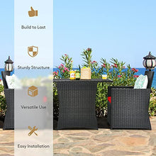 DUYHBAWRS 3PCS Patio Rattan Furniture Set Cushioned Sofa Armrest Garden Deck Red Suitable for, Porch, and Balcony, Etc