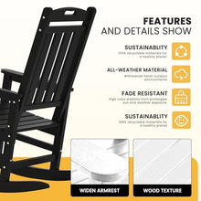 LOUNZY Outdoor Rocking Chair Set of 6 HDPE Patio Porch Rockers Black
