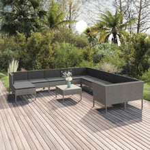 LDEWOAMEG 12 Piece Patio Lounge Set with Cushions Poly Rattan Gray