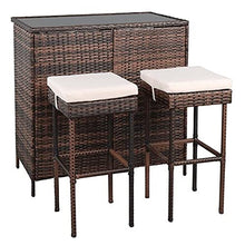 (102 x 59 x 101) cm Bar Table and Bar Stool Three-Piece Set Brown Gradient Patio Furniture Set Outdoor Furniture Set