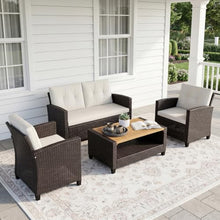 FansaFurn 4 Piece All Weather Wicker Patio Furniture Set for Porch Patio