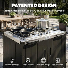 Feasto Modular Outdoor Kitchen Island with 5-Burner Gas Stove and Storage