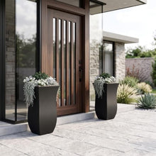 Mayne Vescott 30in Tall Square Planter, Black, 2-Pack