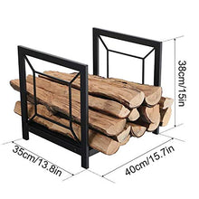 LFSDFJ Small 16inch Inside/Outdoor/Fire Pit Firewood Rack Holder,Fireplace Log Carrier,Portable Metal Kindling Logs Storage Stand,Black,Firewood Rack