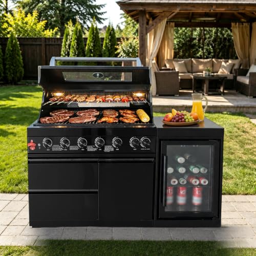 Chery Industrial 63-Inch 6-Burner Propane Island Gas Grill, 85000 BTU