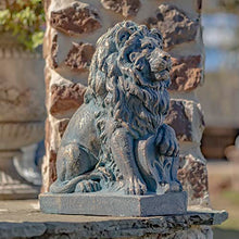 Zaer Ltd. Magnesium Pair of Lion Statues (Outdoor Safe) (21" Tall w/Shield (Set of 2), Aged Bronze (Painted))