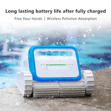 YHJLZNA Automatic Pool Cleaner,Pool Cleaning Robot with Wall Climbing,Cordless Robotic Pool Vacuum,Suitable for Walls and Floors of 2690 Square Feet Pool(Color:Blue)
