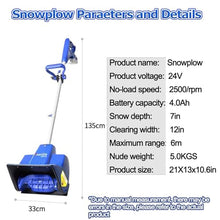 Cordless Snow Blower, 24V 4.0Ah Battery Powered Snow Shovel, 30 CM Clearing Width And 18 CM Depth, Foldable Snow Thrower, 8 M Throwing Distance With Safety Switch, for Patio, Deck, Driveway 1 Batter