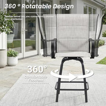 HOMREST Outdoor Swivel Bar Stools Set of 8, High Patio Swivel Bar Chairs with Padded Back & Seat, All-Weather Textilene Tall Patio Chair with Curved Armrest & Metal Footrest for Outside,Light Grey