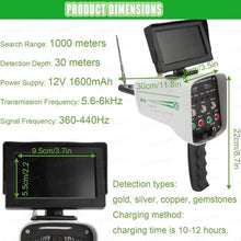 Handheld Gold and Silver Scanner Locator Device,Underground Metal Finder with LCD Display,Professional Metal Detector,1000m Range 30m Depth,for Gold Silver Copper Prospecting