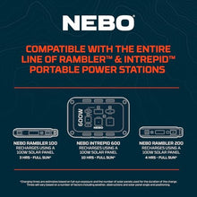NEBO RELIANCE 100 Watt Solar Panel | Foldable, 22% Sunlight to Solar Energy Conversion Rate, Compatible with All Rambler, Pinnacle & Intrepid Portable Power Stations to Keep Multiple Devices Charged