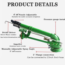 Farm Irrigation Sprinkler On Tripod Base, 2" Impulse Tripod Sprinkler, 0°-48° Elevation Angle Adjustable, 360° Rotary Large Area Watering Spray