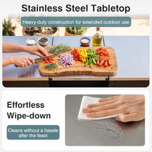 LDAILY 59 Inch Outdoor Grill Table with Stainless Steel Top